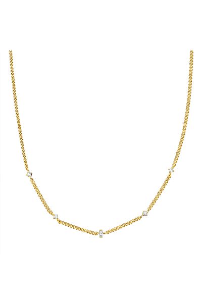 Glanzstücke München Silberhalskette Kette ve Anhänger Sterling Silber gelbgold Zirkonia weiß