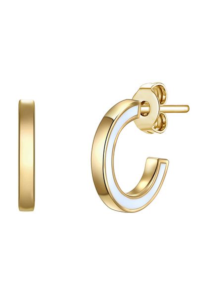 Glanzstücke München Silberohcreolen Creolen Sterling Silber gelbgold Emaille weiß