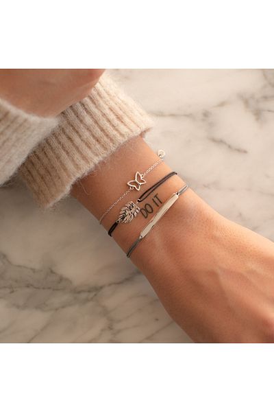 Glanzstücke München Textilarmband Armband Sterling Silber Textil (grau)