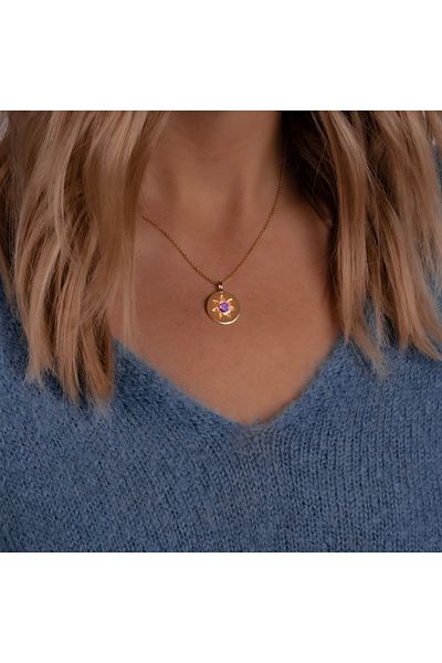 Glanzstücke München Silberhalskette Kette mit Anhänger Sterling Silber gelbgold Amethyst