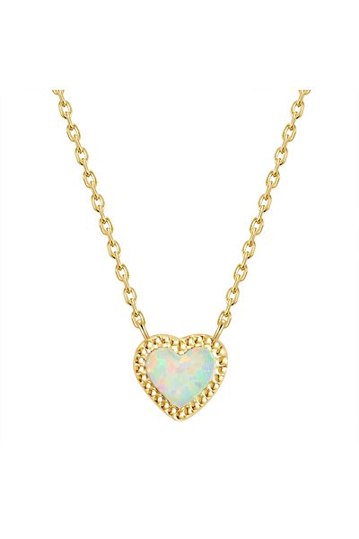 Glanzstücke München Silberhalskette Kette mit Anhänger Sterling Silber gelbgold Opal (synth.)