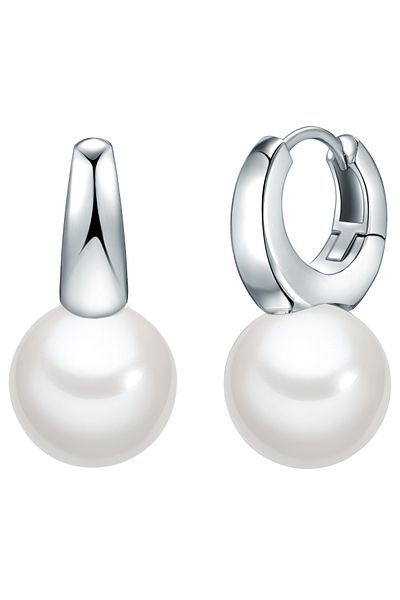 Lulu & Jane Perlenohrcreolen Klappcreolen Muschelkernperle weiß