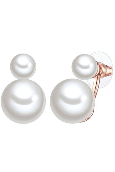Lulu & Jane Perlenohrstecker Ohrstecker roségold Muschelkernperle weiß
