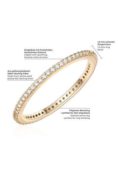 Glanzstücke München Silberring Yüzük Sterling Silber gelbgold Zirkonia weiß