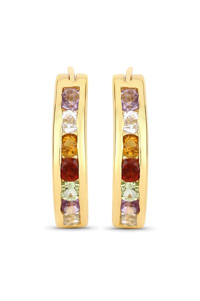 Rafaela Donata Edelsteincreolen Creolen Sterling Silber gelbvergoldet Edelsteine multicolor