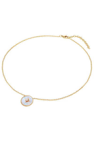 Valero Pearls Edelstahlhalskette Kette Edelstahl gelbgold Perlmutt Preciosa weiß