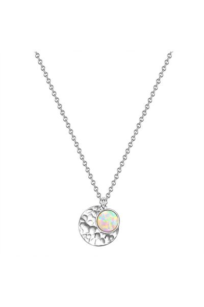 Glanzstücke München Silberhalskette Kette mit Anhänger Sterling Silber Opal (synth.)