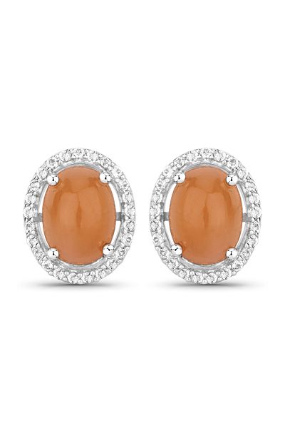 Rafaela Donata Edelsteinohrstecker Ohrstecker Sterling Silber Mondstein orange-rosa Topas weiß