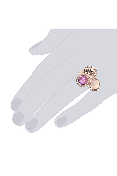 Lulu & Jane Ring mit Kristallen von Swarovski® Ring roségold Glas weiß Kunststoff lila hellrosa