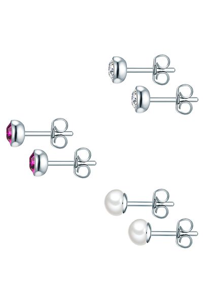 Rafaela Donata Kristallen von Swarovski® 3'lü Set Ohrstecker Sterling Silber Süßwasser-Zuchtperle weiß verzi