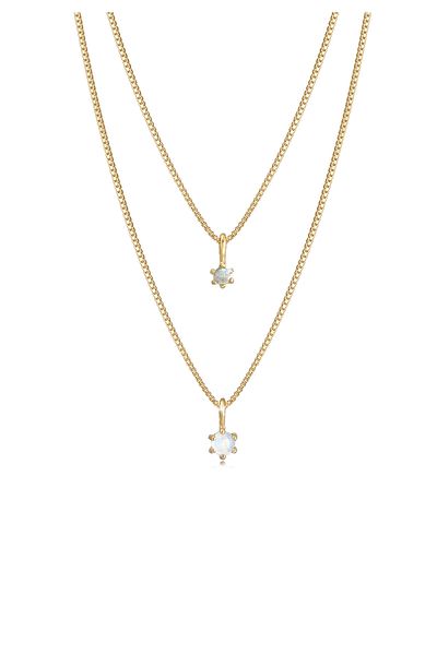ELLI Halskette im Layering-Look elegant mit Mondstein in 925 Sterling Silber vergoldet
