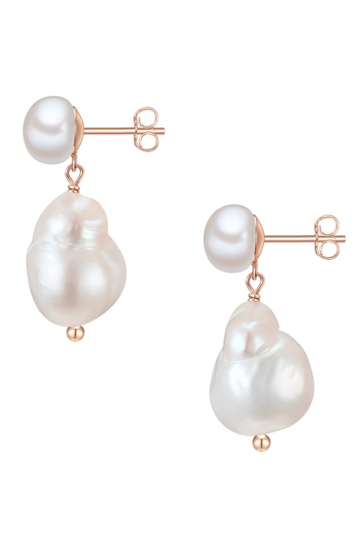 Glanzstücke München Silberohrhänger Ohrhänger Sterling Silber roségold Süßwasser-Zuchtperle weiß