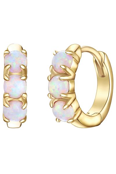 Glanzstücke München Silberohcreolen Creolen Sterling Silber gelbgold Opal (synth.) weiß