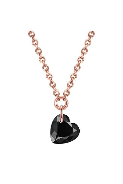 Glanzstücke München Silberhalskette Kette mit Anhänger Sterling Silber rosévergoldet Spinell schwarz