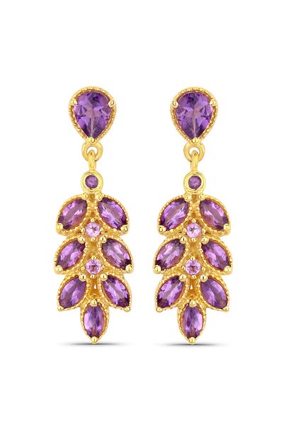 Rafaela Donata Edelsteinohrhänger Ohrhänger Sterling Silber gelbvergoldet Amethyst