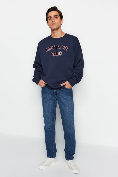 Trendyol Collection Τζιν μεσαίου μπλε ίσια εφαρμογή - 100% βαμβάκι TMNAW24JE00024