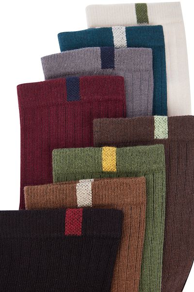 Trendyol Collection Mehrfarbige Baumwollsocken im 8er-Pack mit strukturierten Farbblöcken und langen Socken TMNAW24CO00019