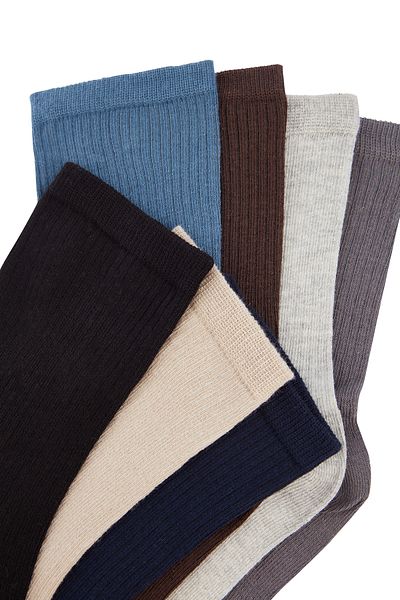 Trendyol Collection 7er-Pack mehrfarbige, einfarbig strukturierte lange Socken - TMNAW24CO00020