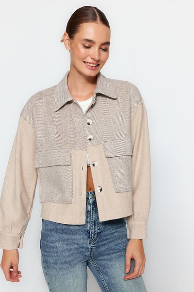 Trendyol Collection Stone Double Pocket Woven Jacket TWOAW24CE00117
