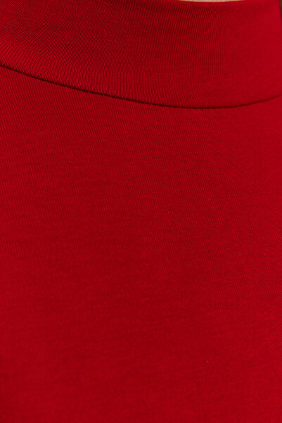 Trendyol Collection Piros pamut garbó hosszú ujjú pattintható kötött test THMAW23BD00033