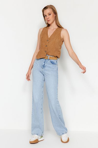 Trendyol Collection Light Blue Tencelli Regular Waist Wide Leg Jeans TWOAW24JE00238