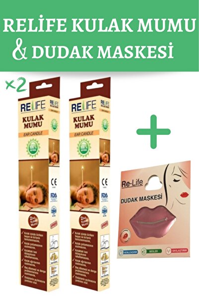 Relife Kulak Temizleme Mumu Çubuğu 2 Kutu 4 Çubuk ve Dudak Bakım Maskesi Dolg...