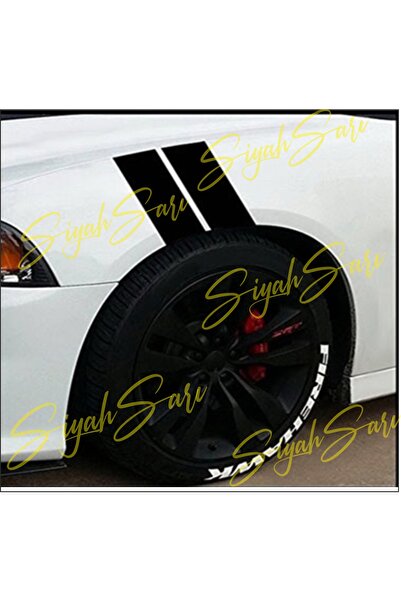 S&S HEDİYELİK EŞYA 2 adet Ön Teker Üstü Araba Çift Şerit Sticker arma Etiket ...