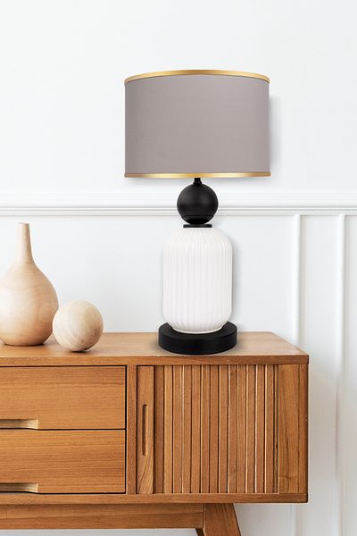 MINIMAL ETICARET VE BILGI TEKNOLOJILERI Lotus Opal Black - White Glass Lampshade