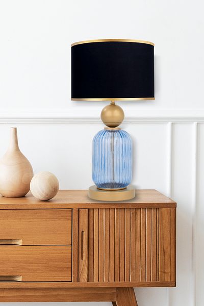 MINIMAL ETICARET VE BILGI TEKNOLOJILERI Lotus Royal Blue Glass Lampshade