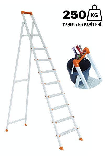 ZE Zigana Ev Gereçleri Hardy Plus 8+1 Fonksiyenel Başlıklı 250kg Taşıma Kapasiteli Profil Merdiven
