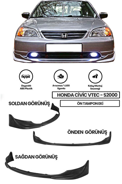 Genel Markalar Honda Civic Vtec2 Makyajlı Kasa Uyumlu S2000 Ön Ek