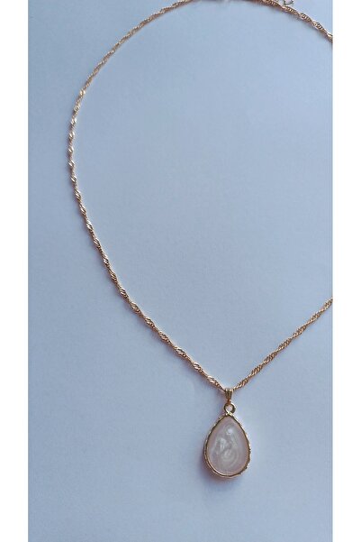 Fata Morgana Accessory Gold Burgu Zincirli Mineli Krem Otantik Kolye
