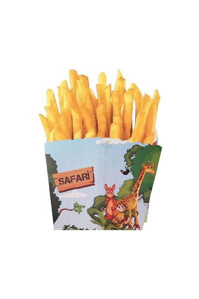 booddie Safari Corn Box - Set of 8 Cute Animals Themed, Birthday Popcorn Box