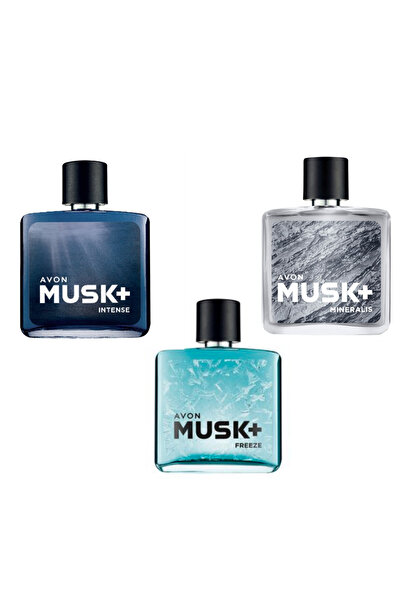 AVON MUSK FREEZE + MUSK İNTENSE + MUSK MİNERALİS ERKEK PARFÜM SET