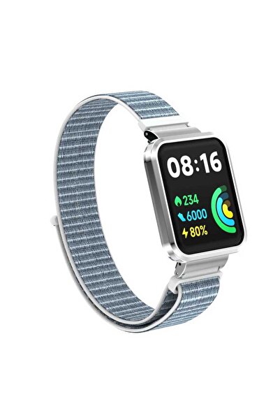 Xiaomi Redmi Watch 2 Lite Uyumlu  Metal Çerçeveli Velcro Bağlantılı Hasır Kordon