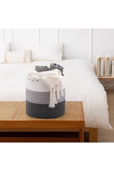 MaVaux Coș de țesut din răchită din 3 bucăți - cu mâner și organizator, 30 cm x 30 cm