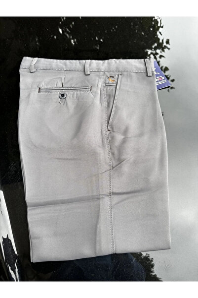 DostumGiyim Ανδρικό παντελόνι από λινό γκρι - Κλασικό σχέδιο