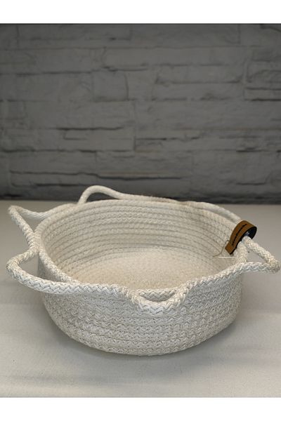 ALANYA HOME DECOR Handmade Knitted Multi-Purpose Basket 20X20X6Cm Handmade Knitted Multi-Purpose Basket