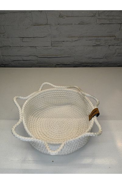 ALANYA HOME DECOR Handmade Knitted Multi-Purpose Basket 20X20X6Cm Handmade Knitted Multi-Purpose Basket