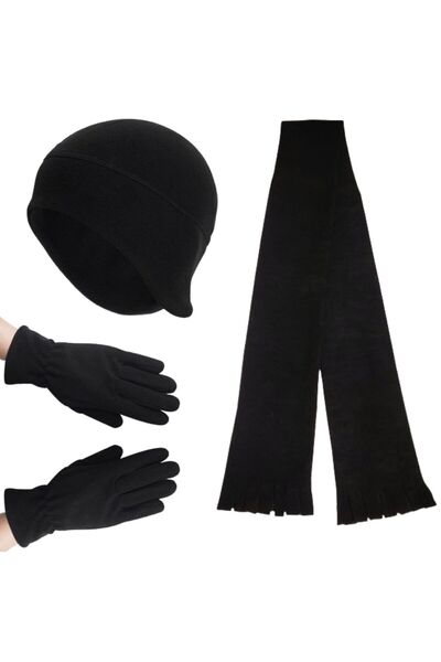 AXE SPORTSWEAR Mănuși negre de iarnă pentru femei din lână termică - Căciulă din lână cu căști pentru urechi - Set de iarnă din 3 piese din lână