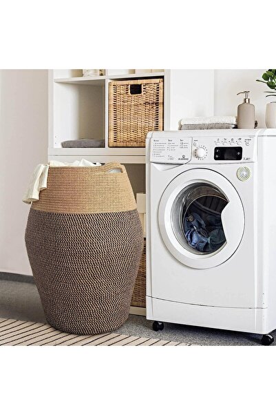 MaVaux Themis Çamaşır Sepeti, Kirli Elbise Sepeti, Hasır Pamuk Halat Uzun Çam...