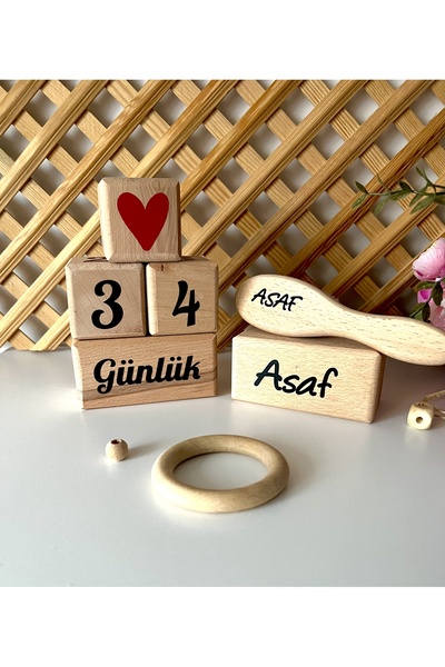Moggi kids İSİMLİ ANNE BEBEK ANI KÜPÜ VE DEKOR SET 3lü Siyah
