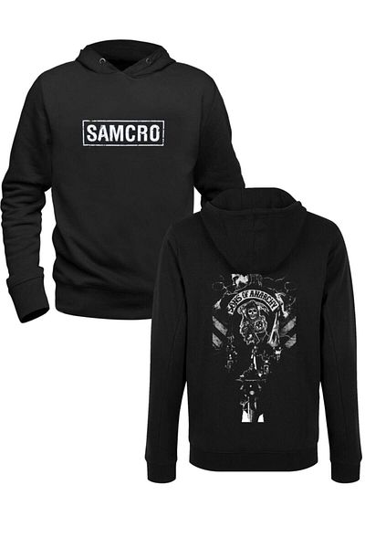 Pisa Art Φούτερ με στάμπα Son Of Anarchy Μαύρο μπροστινό πίσω μέρος