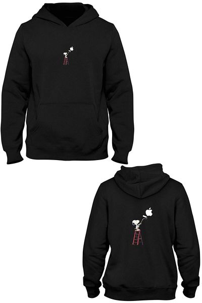 Pisa Art Snoopy μπροστινό πίσω εμπριμέ φούτερ με κουκούλα με τσέπη καγκουρό Bll3291
