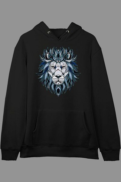 Pisa Art Φούτερ με κουκούλα με κουκούλα Oversize Lion Design