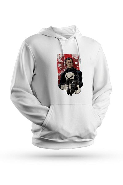 Pisa Art Το Punisher Printed White Unisex φούτερ με κουκούλα