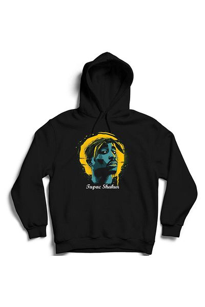 Pisa Art Φούτερ Tupac Shakur Yellow Head με στάμπα με κουκούλα