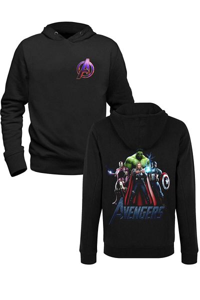 Pisa Art Φούτερ Avengers Μαύρο μπροστινό πίσω εμπριμέ