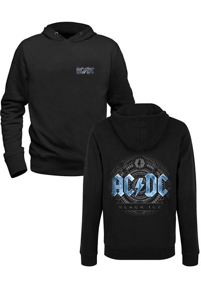 Pisa Art Φούτερ με στάμπα Ac Dc Μαύρο μπροστινό πίσω μέρος
