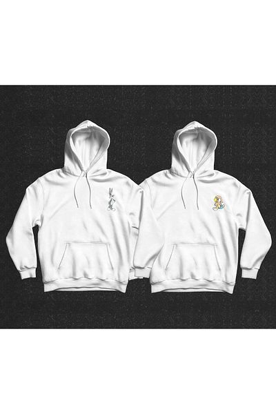 Pisa Art Φούτερ με κουκούλα με κουκούλα Bugs Bunny and Lola Bunny Lover Couple Designed 2-Pece